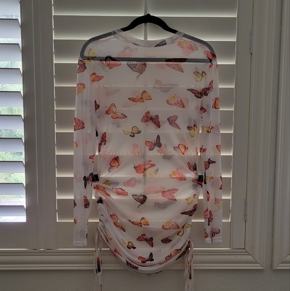 Women's Long Sleeves Printed Mesh Bodycon Dress, Clubwear - Picture 11 of 11